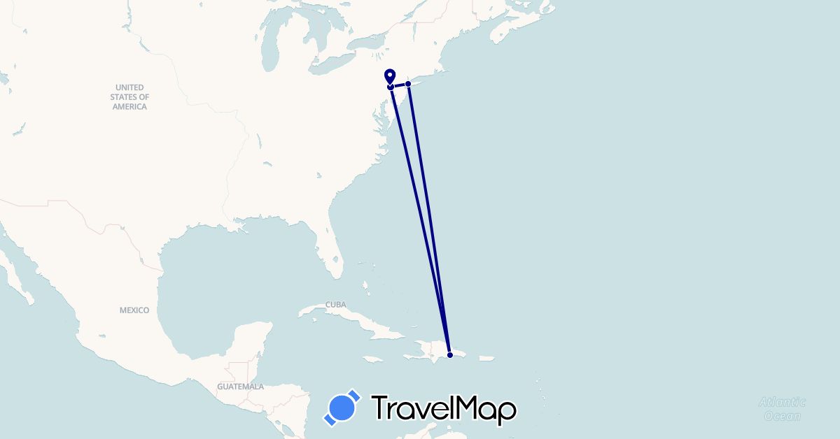 TravelMap itinerary: driving in Dominican Republic, United States (North America)